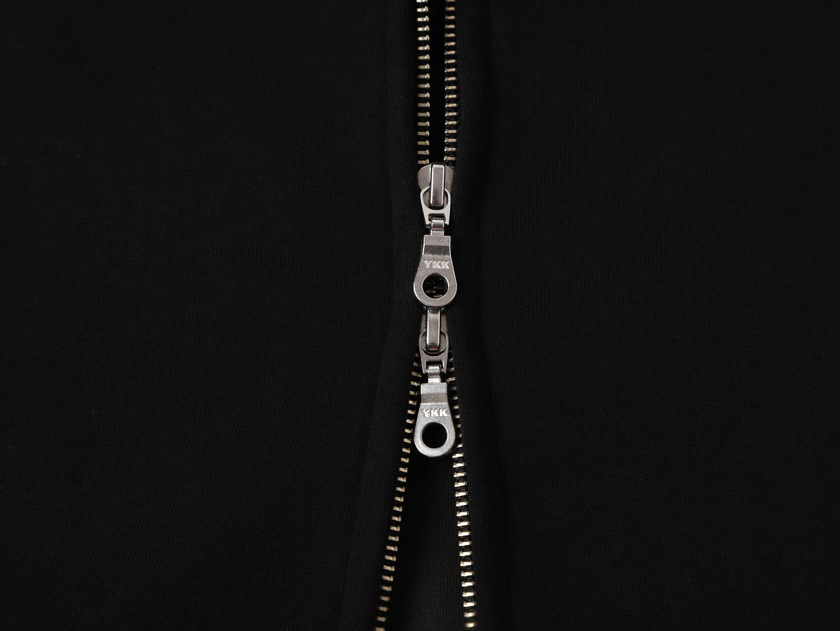 630 GSM BOXY CROPPED FIT 'BLACK' ZIP-UP HOODIE