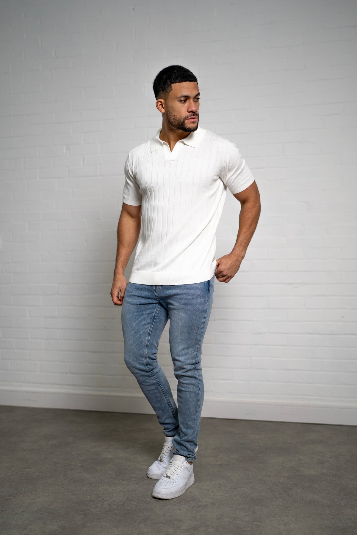 Capo Egyptian Cotton Line Cuban Collar Polo Shirt - Cream