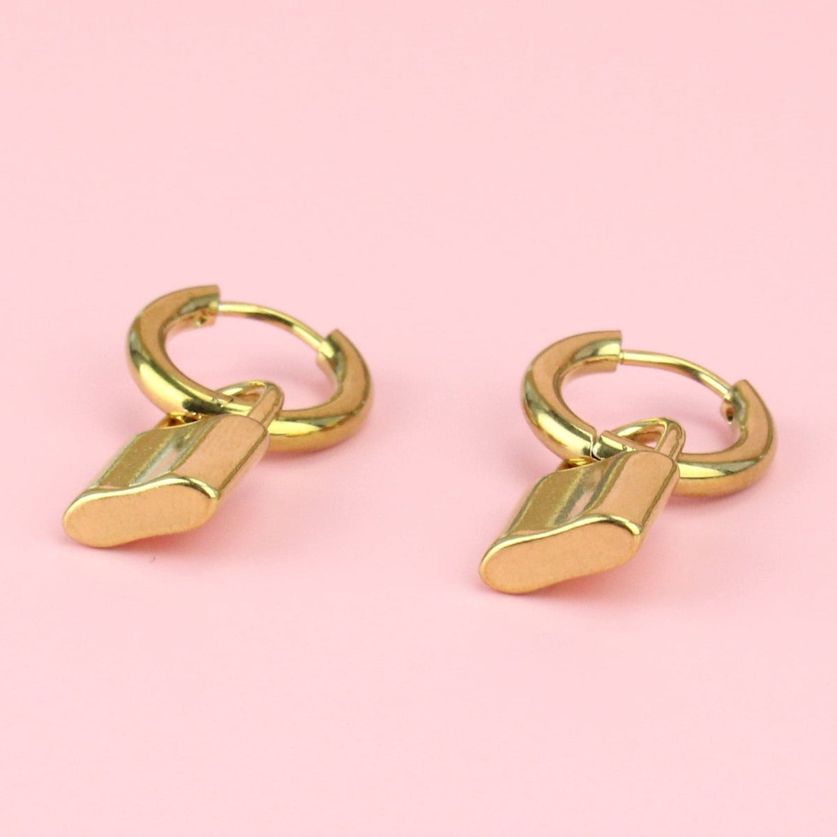 Small Padlock Hoop Earrings (Gold Plated)