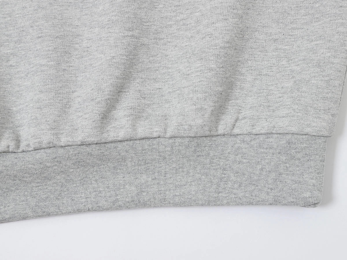 430 GSM BOXY CROPPED FIT QUARTER-ZIP 'FLOWER GRAY' SWEATSHIRT