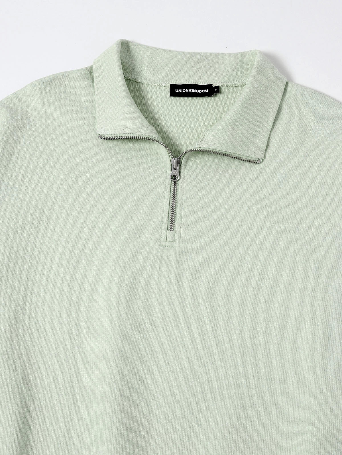 360 GSM 100% COTTON BOXY CROPPED FIT QUARTER-ZIP 'LIGHT GREEN' SWEATSHIRT