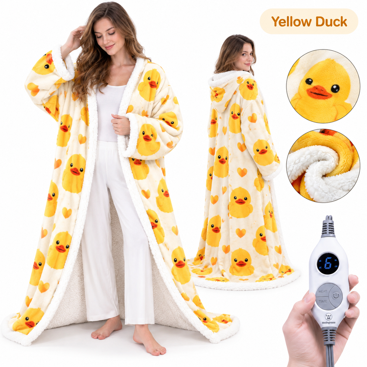 🔥 Cozy Wearable Heated Blanket with Foot Pocket | Sherpa-Lined Comfort & Auto Shut-Off 🔥