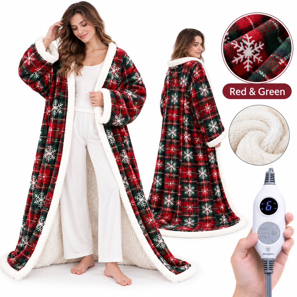 🔥 Cozy Wearable Heated Blanket with Foot Pocket | Sherpa-Lined Comfort & Auto Shut-Off 🔥