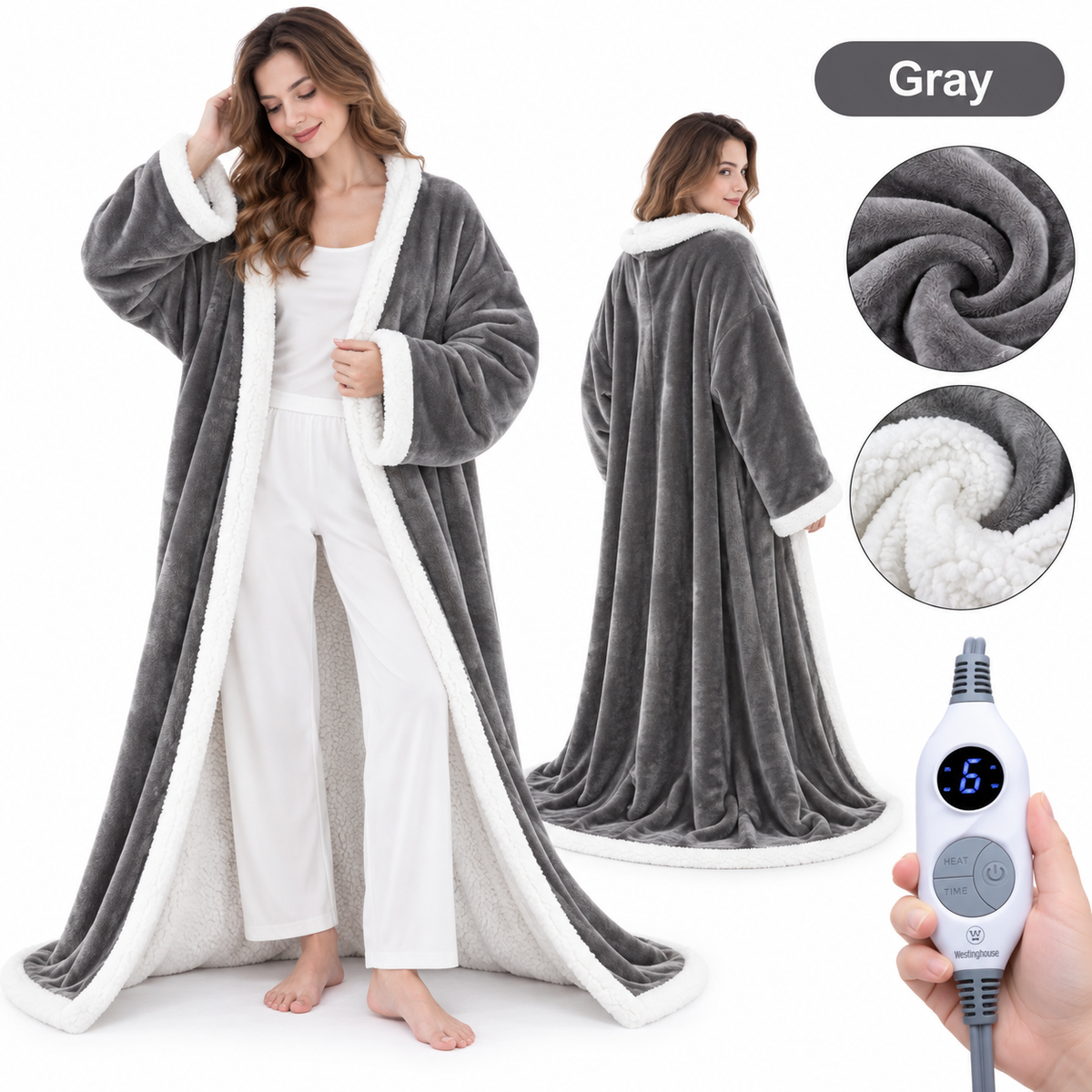 🔥 Cozy Wearable Heated Blanket with Foot Pocket | Sherpa-Lined Comfort & Auto Shut-Off 🔥