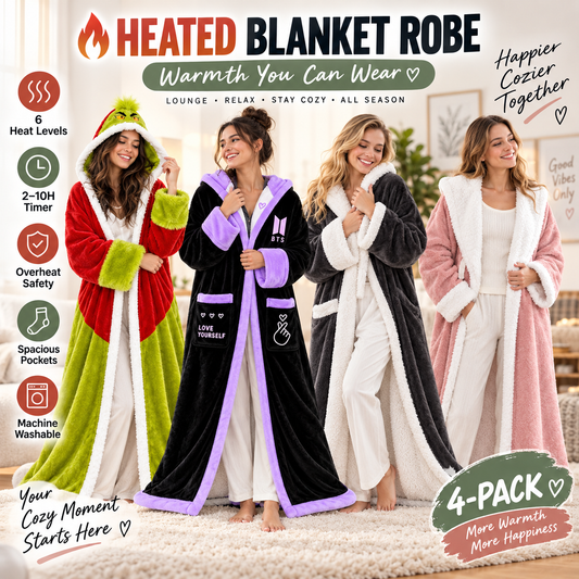 🔥 Cozy Wearable Heated Blanket with Foot Pocket | Sherpa-Lined Comfort & Auto Shut-Off 🔥