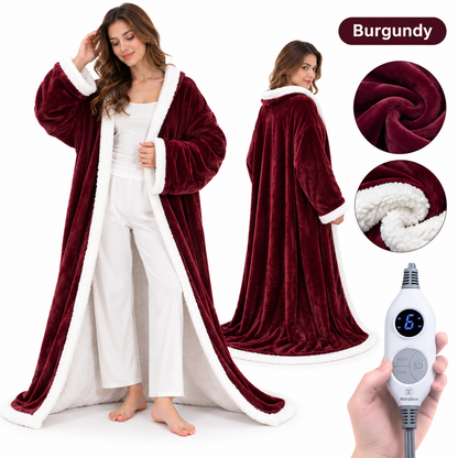 🔥 Cozy Wearable Heated Blanket with Foot Pocket | Sherpa-Lined Comfort & Auto Shut-Off 🔥
