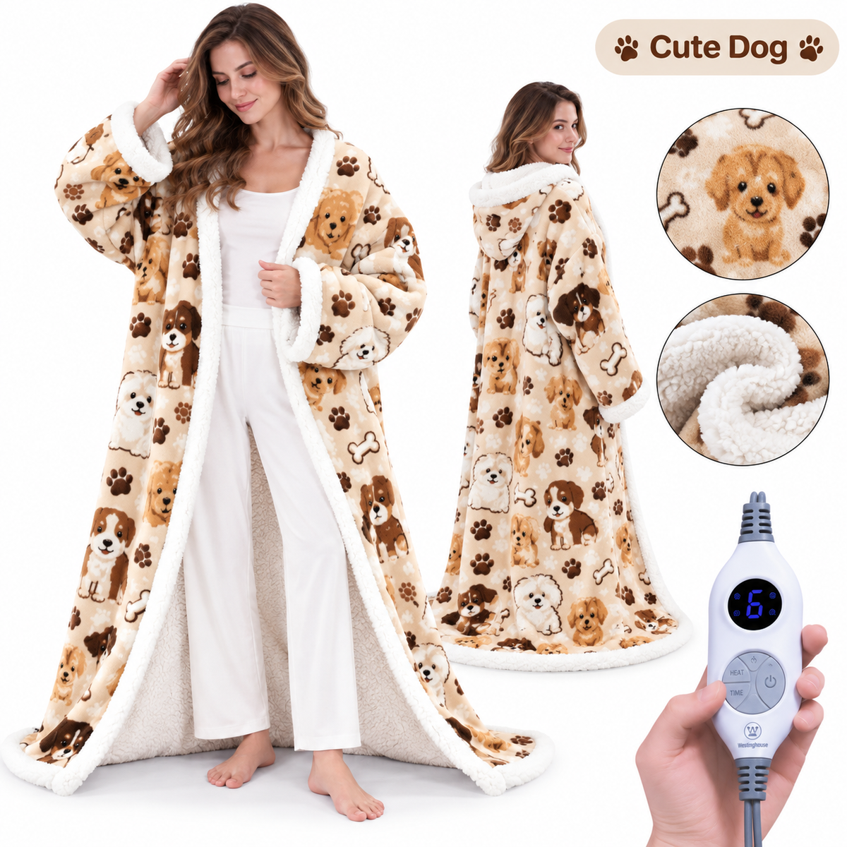 🔥 Cozy Wearable Heated Blanket with Foot Pocket | Sherpa-Lined Comfort & Auto Shut-Off 🔥