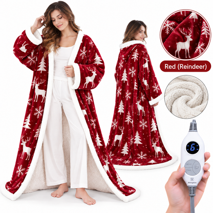🔥 Cozy Wearable Heated Blanket with Foot Pocket | Sherpa-Lined Comfort & Auto Shut-Off 🔥