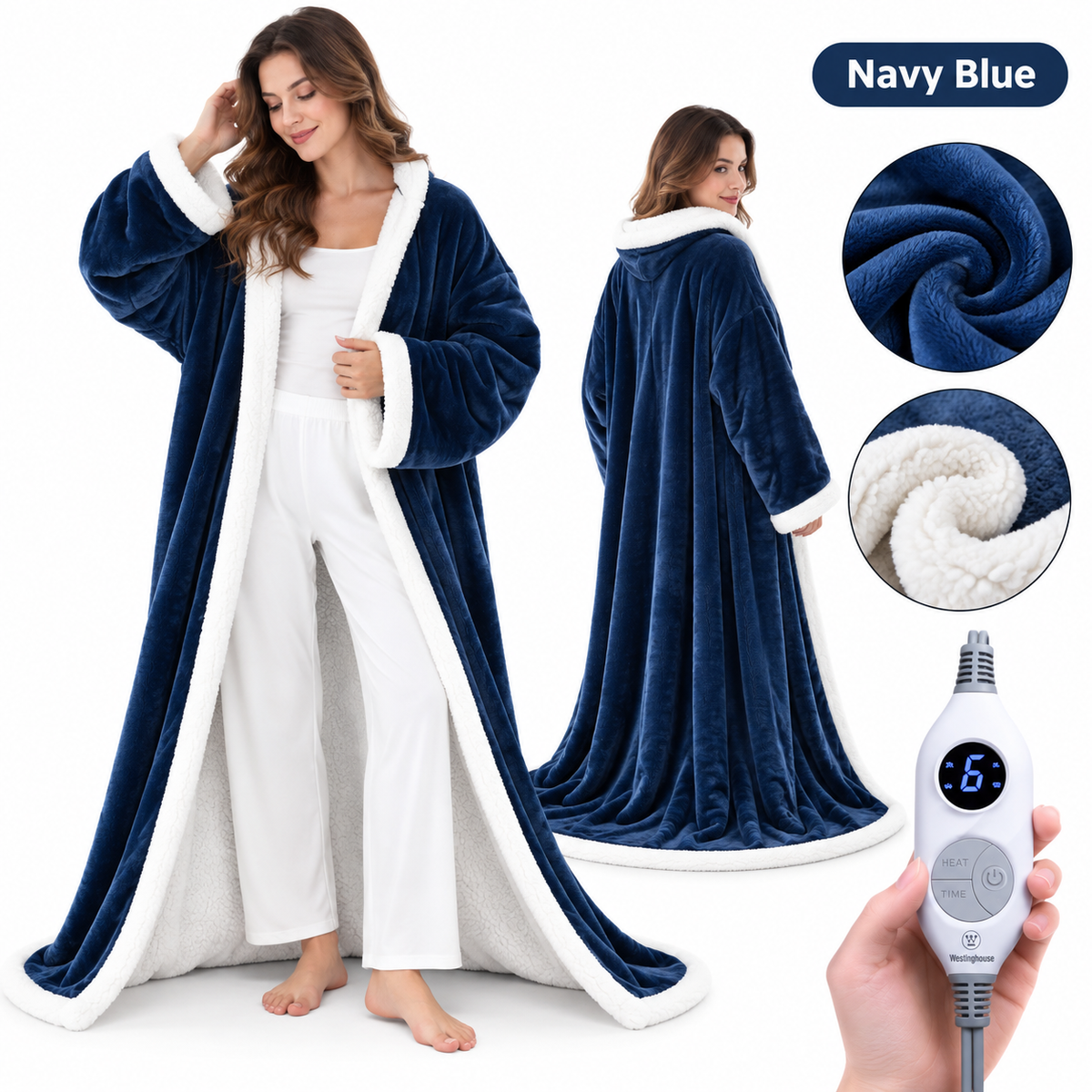 🔥 Cozy Wearable Heated Blanket with Foot Pocket | Sherpa-Lined Comfort & Auto Shut-Off 🔥