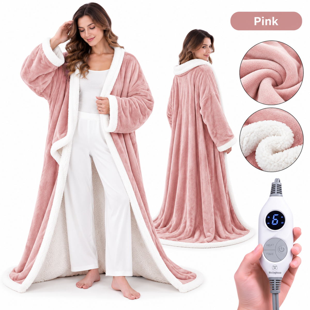 🔥 Cozy Wearable Heated Blanket with Foot Pocket | Sherpa-Lined Comfort & Auto Shut-Off 🔥