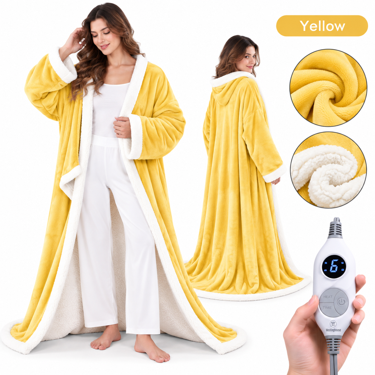 🔥 Cozy Wearable Heated Blanket with Foot Pocket | Sherpa-Lined Comfort & Auto Shut-Off 🔥
