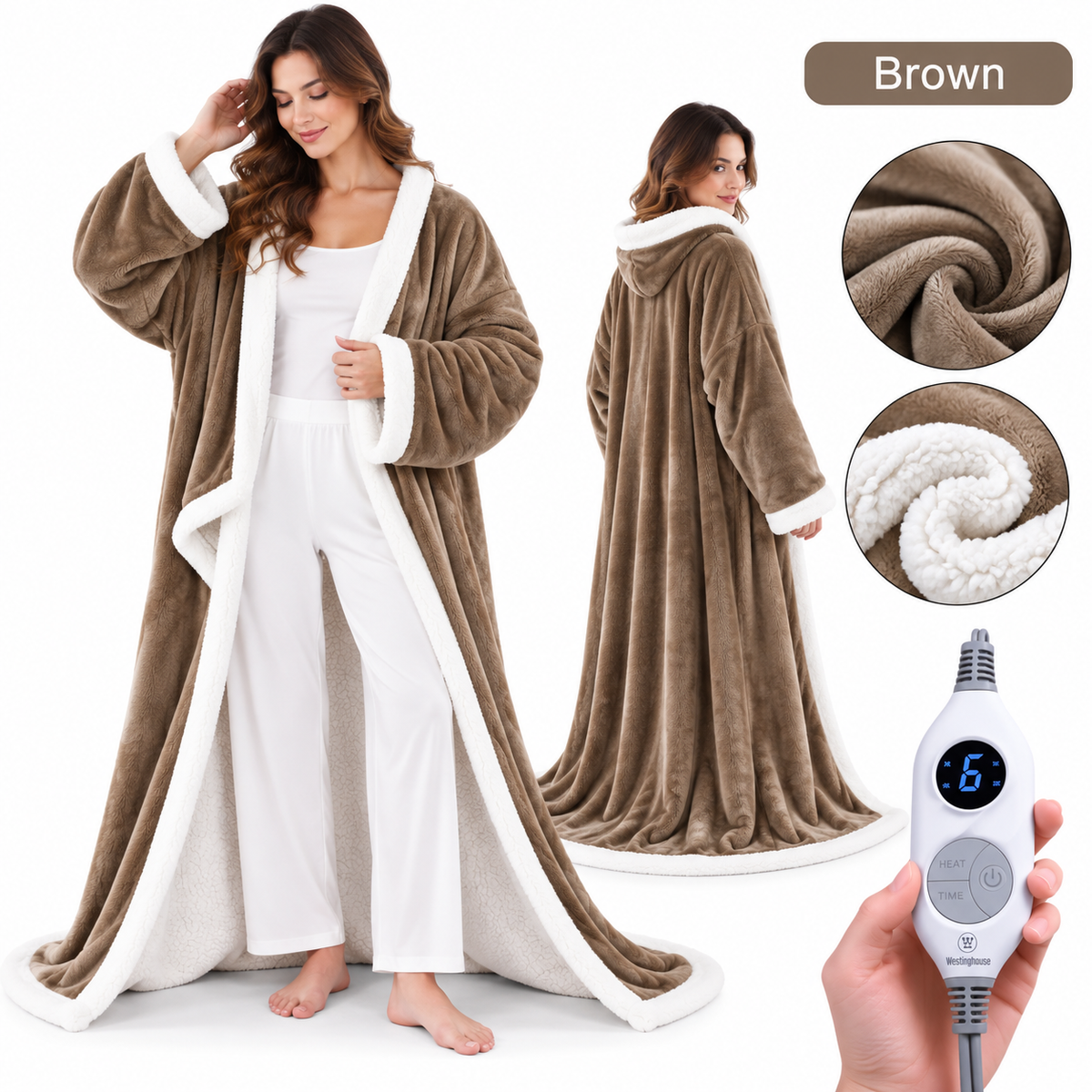 🔥 Cozy Wearable Heated Blanket with Foot Pocket | Sherpa-Lined Comfort & Auto Shut-Off 🔥
