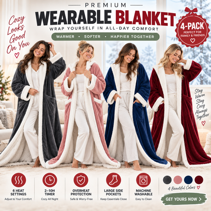🔥 Cozy Wearable Heated Blanket with Foot Pocket | Sherpa-Lined Comfort & Auto Shut-Off 🔥