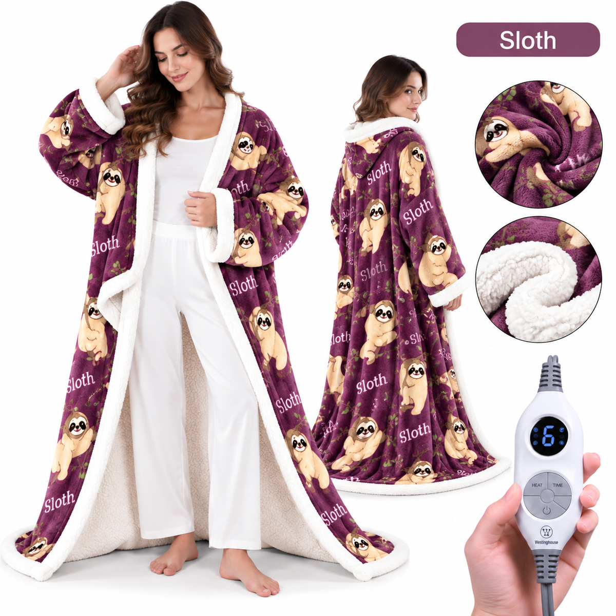 🔥 Cozy Wearable Heated Blanket with Foot Pocket | Sherpa-Lined Comfort & Auto Shut-Off 🔥