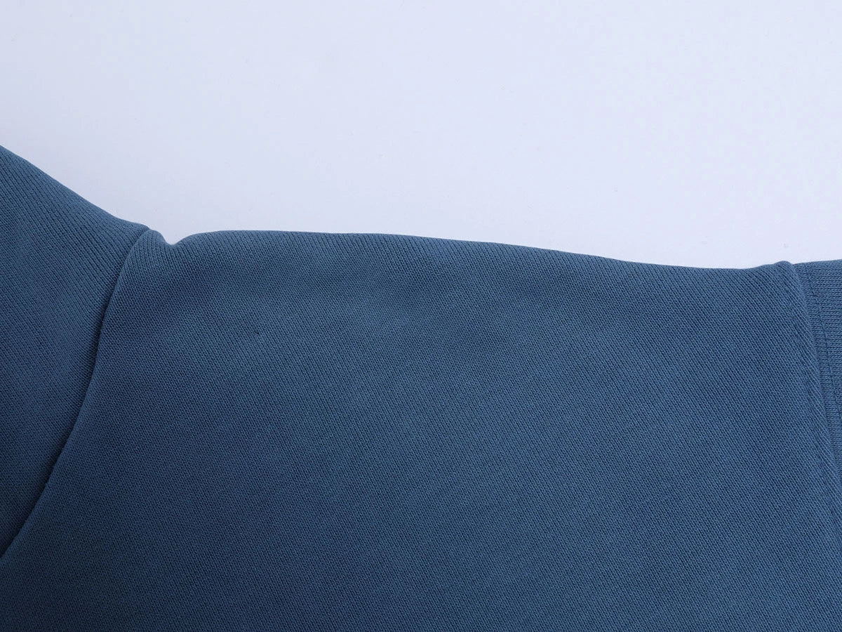 480 GSM BOXY CROPPED FIT 'WASHED BLUE' ZIP-UP HOODIE