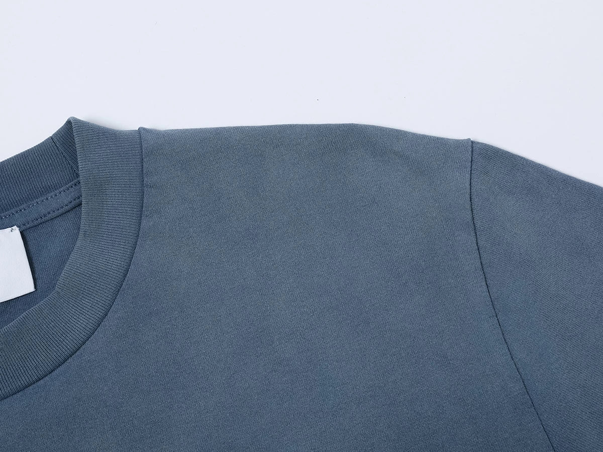 320 GSM BOXY CROPPED 'WASHED BLUE' T-SHIRT