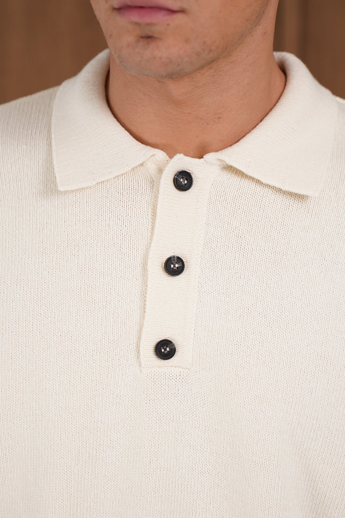 Capo Button LS Polo Shirt - Cream