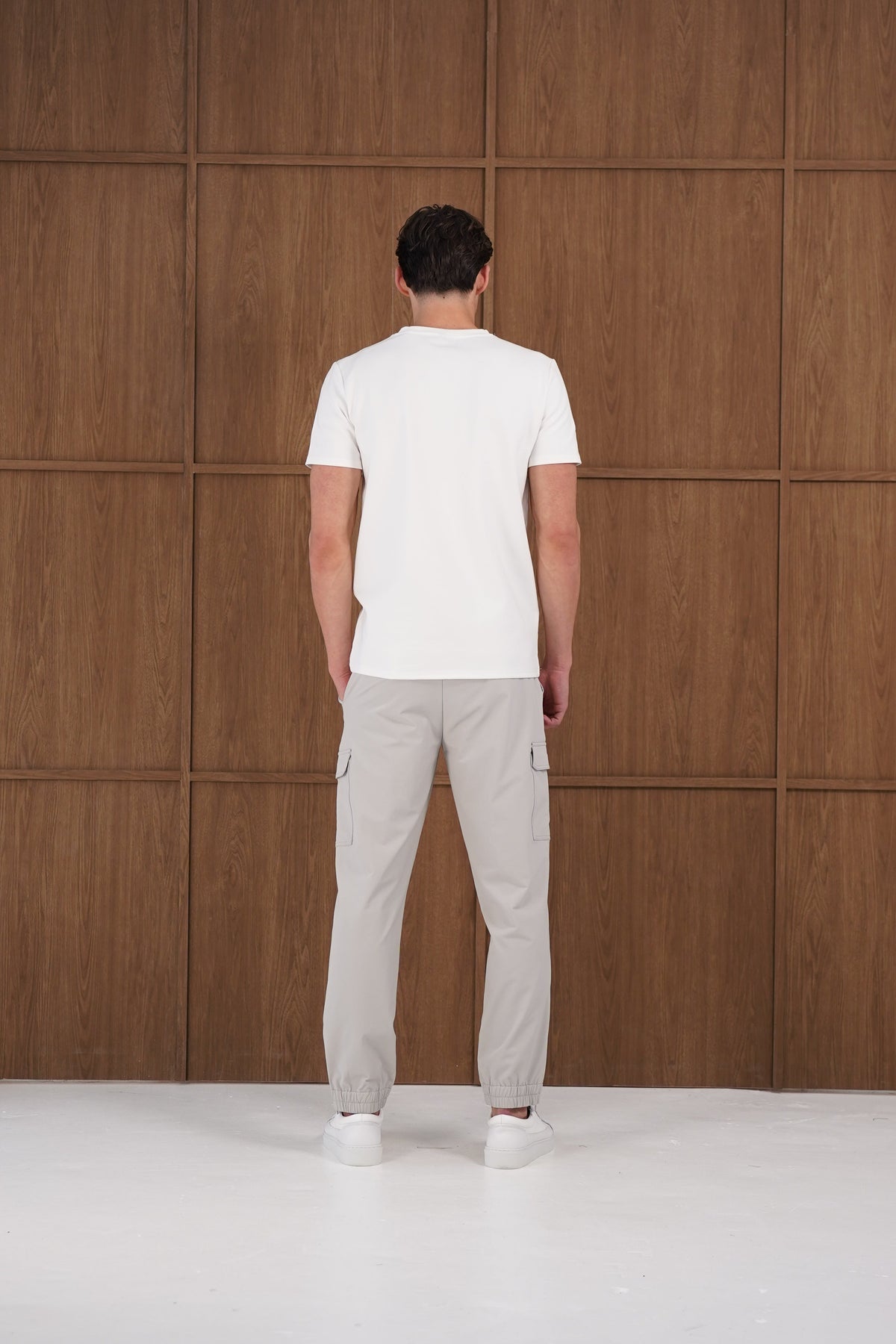 Capo Smart Cuffed Cargo Pants - Light Grey