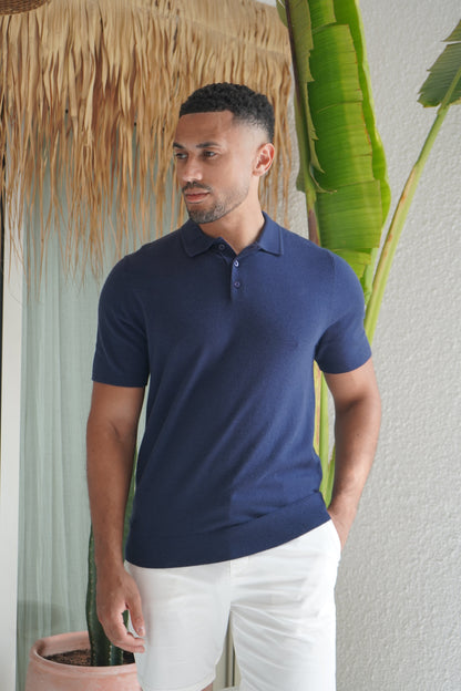 Capo Button Up SS Polo Shirt - Navy