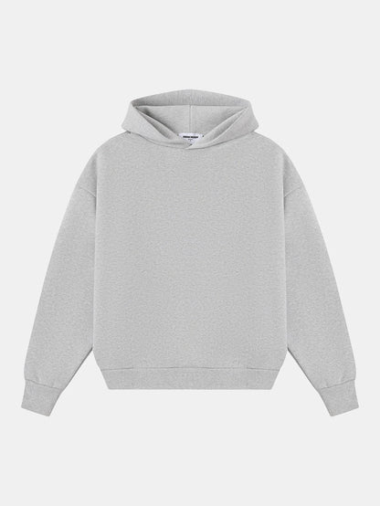 630 GSM BOXY CROPPED FIT 'FLOWER GRAY' HOODIE