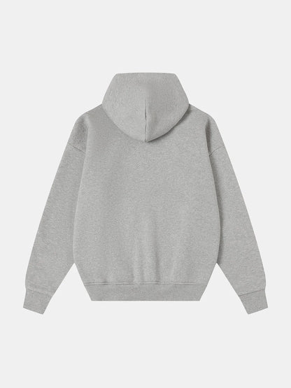 520 GSM BOXY CROPPED FIT 'FLOWER GRAY' HOODIE