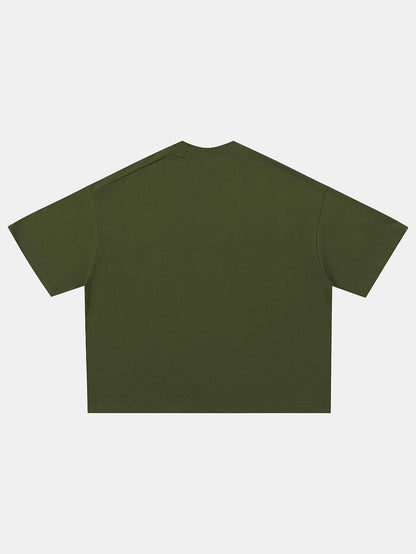 240 GSM BOXY CROPPED FIT 'OLIVE' T-SHIRT