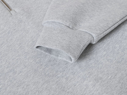 630 GSM BOXY CROPPED FIT QUARTER-ZIP 'FLOWER GRAY' SWEATER
