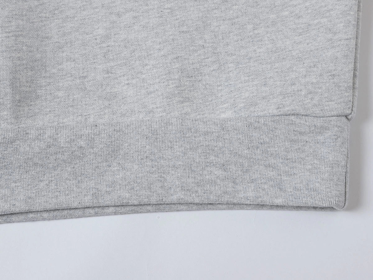 630 GSM BOXY CROPPED FIT QUARTER-ZIP 'FLOWER GRAY' SWEATER