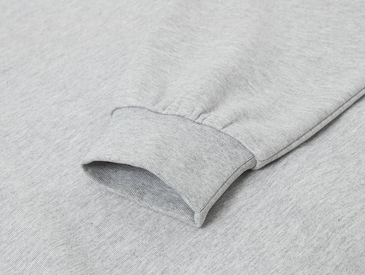 430 GSM BOXY CROPPED FIT QUARTER-ZIP 'FLOWER GRAY' SWEATSHIRT