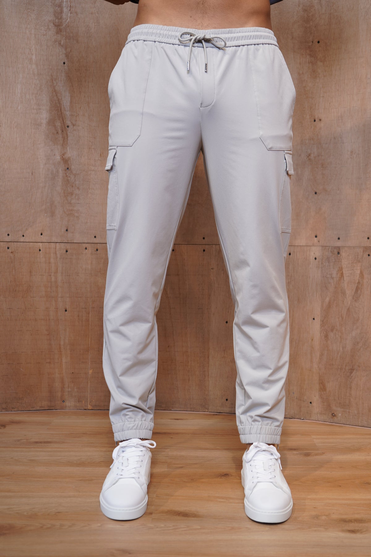 Capo Smart Cuffed Cargo Pants - Light Grey