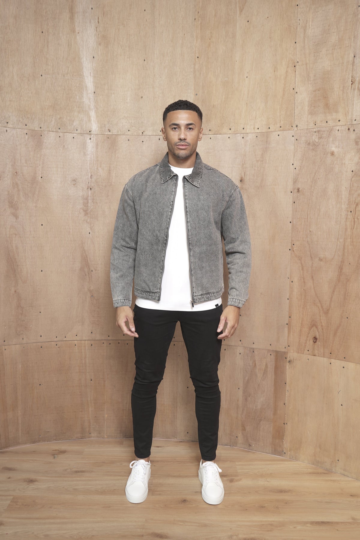 Capo Washed Zip Denim Jacket - Washed Black