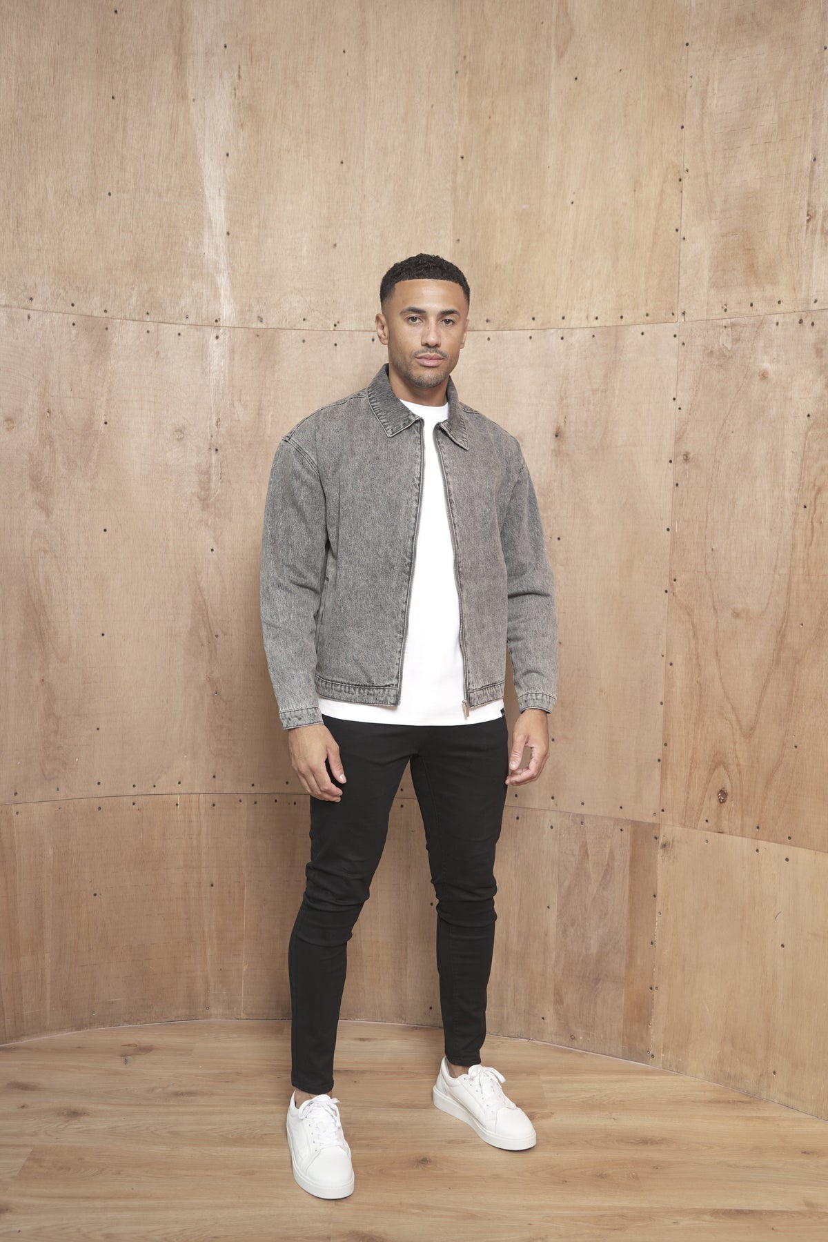 Capo Washed Zip Denim Jacket - Washed Black