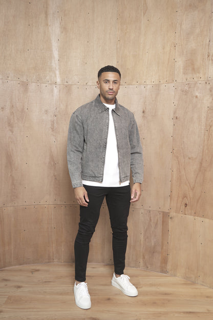 Capo Washed Zip Denim Jacket - Washed Black