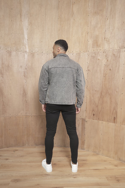 Capo Washed Zip Denim Jacket - Washed Black