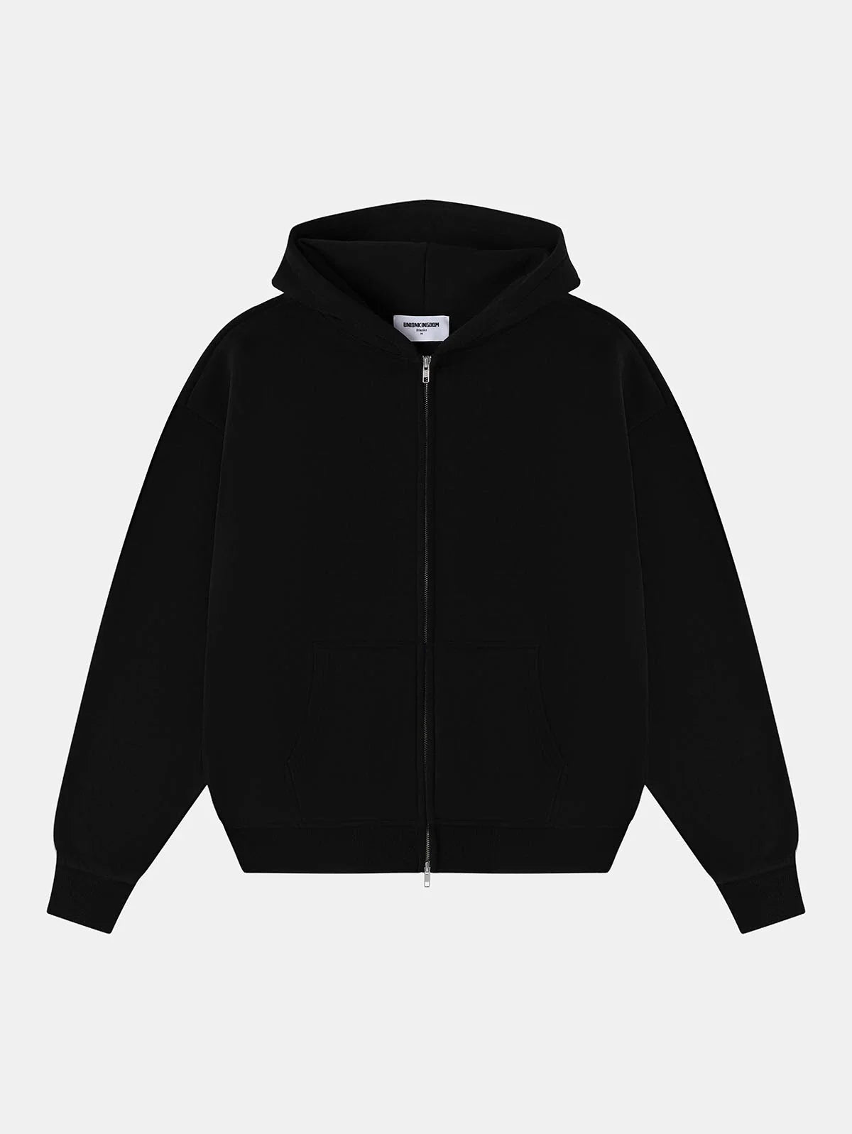 360 GSM CROPPED FIT 'BLACK' ZIP-UP HOODIE