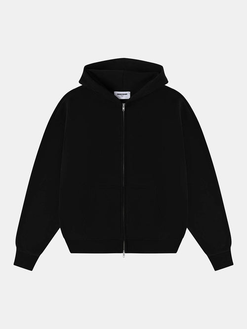 360 GSM CROPPED FIT 'BLACK' ZIP-UP HOODIE
