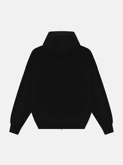 360 GSM CROPPED FIT 'BLACK' ZIP-UP HOODIE