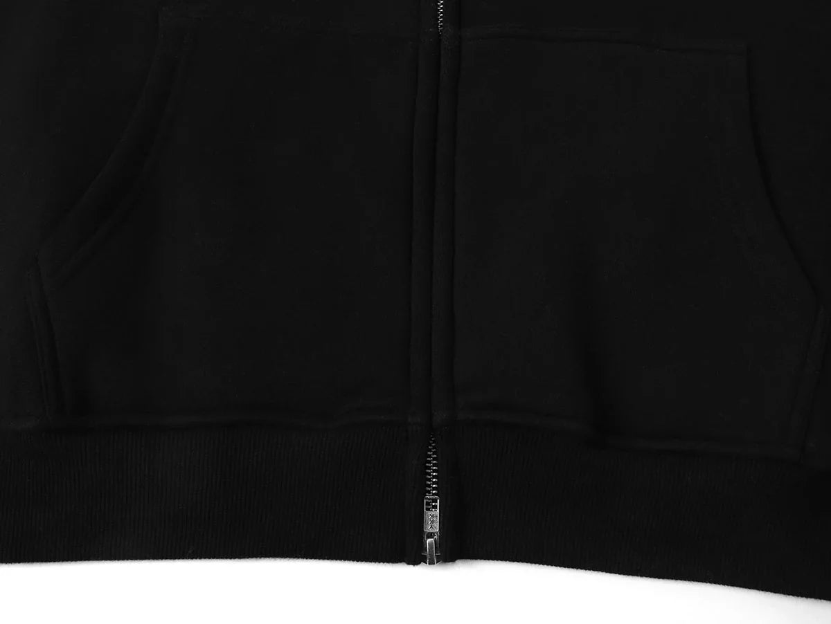 360 GSM CROPPED FIT 'BLACK' ZIP-UP HOODIE