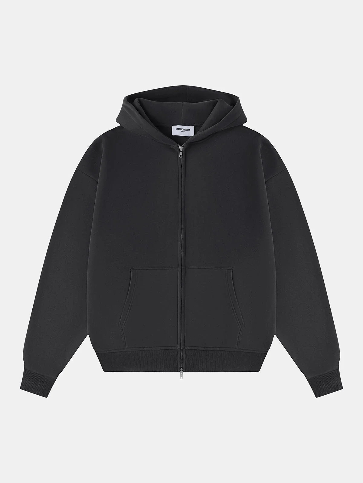 360 GSM CROPPED FIT 'DARK GRAY' ZIP-UP HOODIE