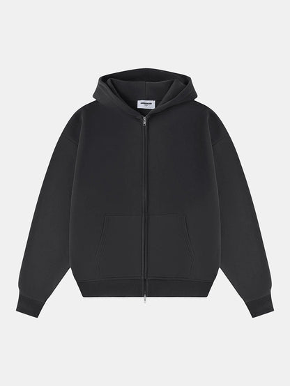 360 GSM CROPPED FIT 'DARK GRAY' ZIP-UP HOODIE
