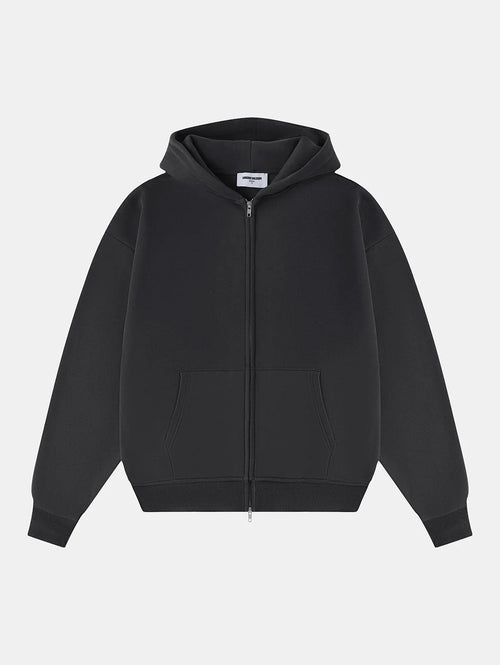 360 GSM CROPPED FIT 'DARK GRAY' ZIP-UP HOODIE