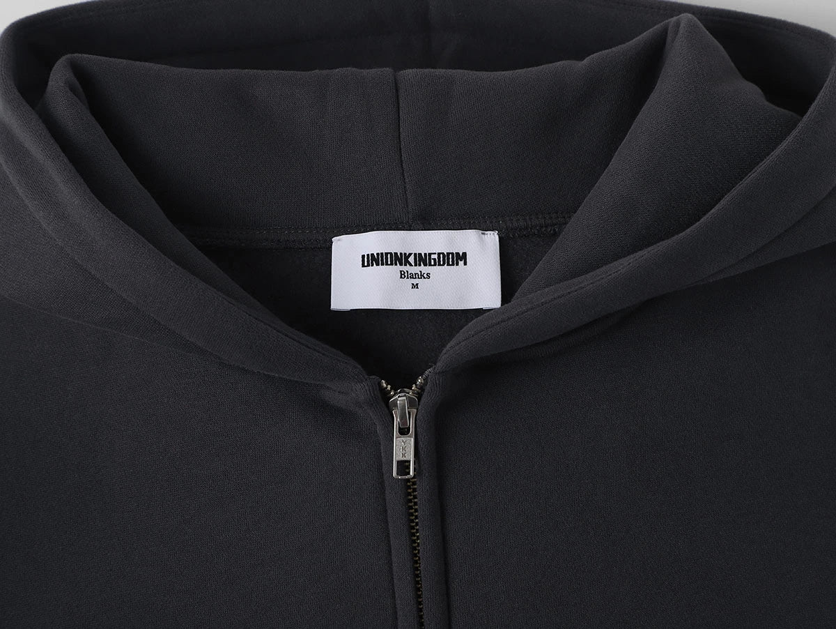360 GSM CROPPED FIT 'DARK GRAY' ZIP-UP HOODIE