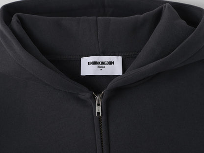 360 GSM CROPPED FIT 'DARK GRAY' ZIP-UP HOODIE