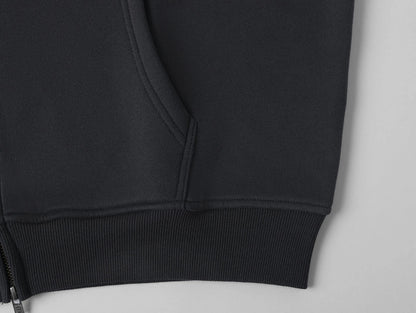 360 GSM CROPPED FIT 'DARK GRAY' ZIP-UP HOODIE
