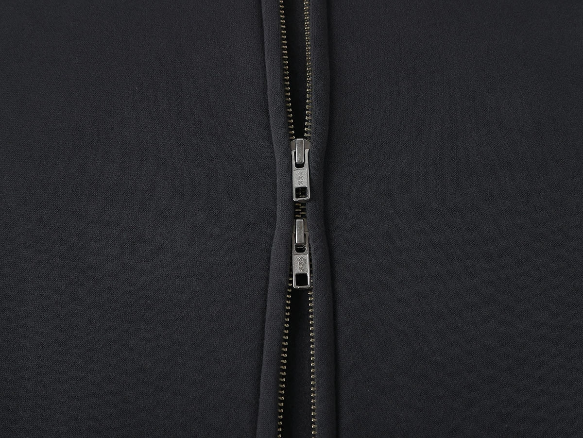 360 GSM CROPPED FIT 'DARK GRAY' ZIP-UP HOODIE