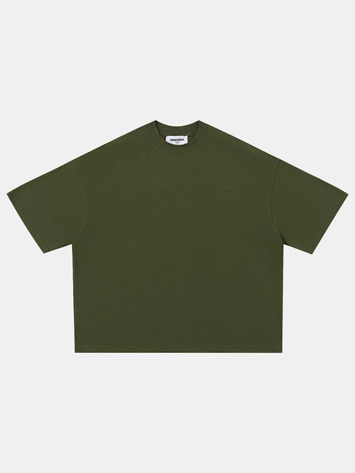240 GSM BOXY CROPPED FIT 'OLIVE' T-SHIRT