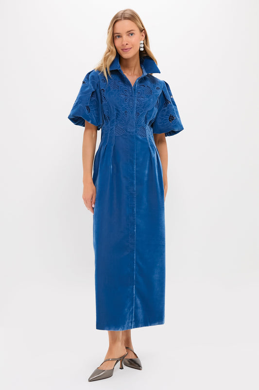 Blue Fog Velvet Lace Delaney Dress